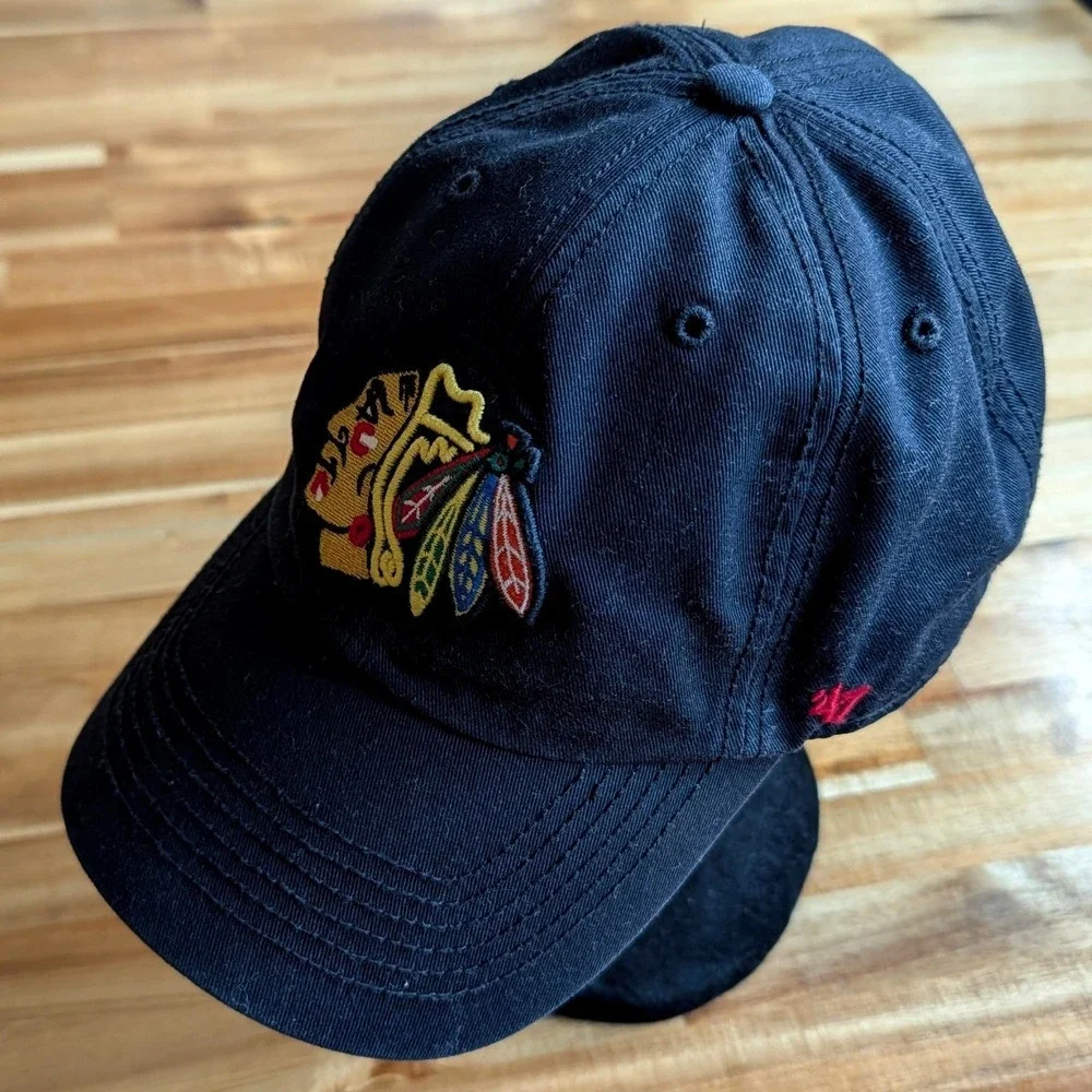 47 Brand Chicago Blackhawks NHL Franchise Fitted Hat Black XL Mens Cap